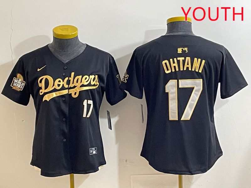 Youth Los Angeles Dodgers #17 Ohtani Black Gold Nike 2025 MLB Jersey style 4284